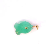 14K Yellow Gold Chrysoprase Fish Pendant with Tsavorite Eye