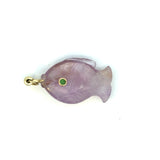 14K Yellow Gold Large Amethyst Fish Pendant with Tsavorite Eye