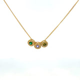 Gold Vermeil Sterling Silver | Birthstone Necklace- May, June, August | Emerald, Light Amethyst, Peridot