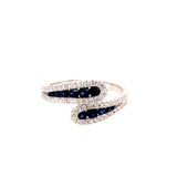 18K White Gold Diamond & Blue Sapphire Bypass Ring