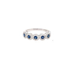 18K White Gold Diamond and Blue Sapphire Ring