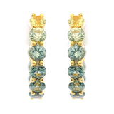 14k Yellow Gold Ombre Green Sapphire Inside-Out Huggie Hoop Earrings