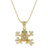 14K Yellow Gold Frog Diamond & Emerald Pendant