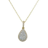 18K Yellow Gold Diamond Teardrop Halo Pendant