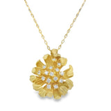 18K Yellow Gold Diamond Chrysanthemum Pendant