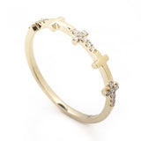 14K Yellow Gold Diamond Cross Band – Stackable Faith Ring