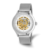 Mason Stainless Steel Skeleton Watch – Silver Dial & Mesh Bracelet