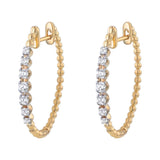 14K Yellow Gold Diamond Hoop Earrings