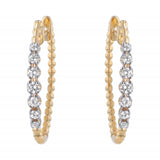 14K Yellow Gold Diamond Hoop Earrings