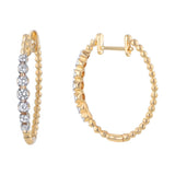 14K Yellow Gold Diamond Hoop Earrings