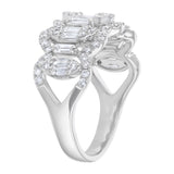 14K White Gold Baguette & Round Diamond Band